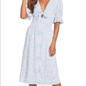 Light Blue Tie Front Midi Dress